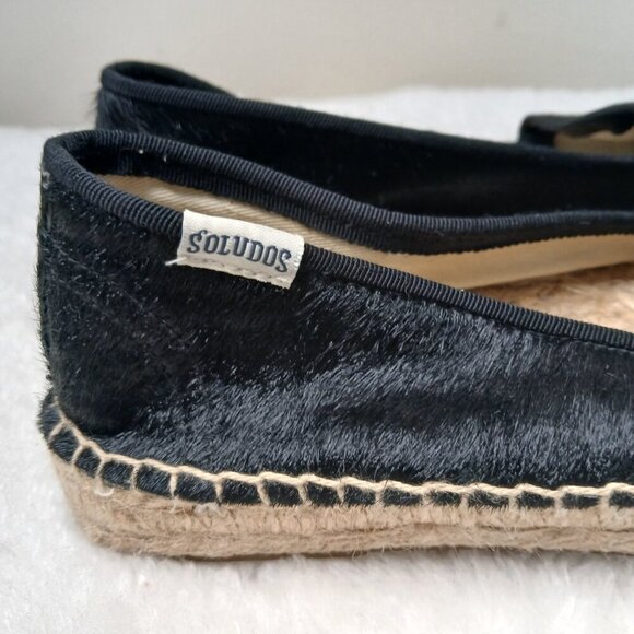 SOLUDOS Calf Hair Slip On Smoking Slipper Platform Espadrilles Black Size 8 - Picture 4 of 10